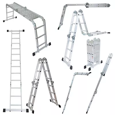 Combination Ladder Wolf Folding Multipurpose Position 11in1 Aluminium Platform • £119.95