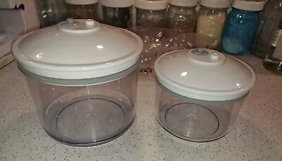 2 Food Saver Vacuum Seal Canisters 50oz & 25oz Storage Containers W/White Lids • $15.56