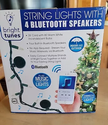 Bright Tunes String Lights With 4 Bluetooth Speakers 26 Foot Cord 80 Warm Lights • $14.99