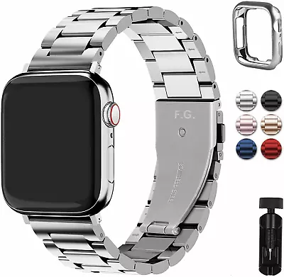 $9.49 • Buy For Apple Watch Metal Strap Band + Case Series 8 7 6 5 4 3 2 SE 38/41/42/44/45mm