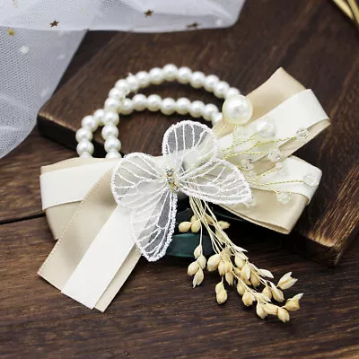  M Bridesmaid Bridal Wrist Corsage Wedding Flowers Wristband • £8.38