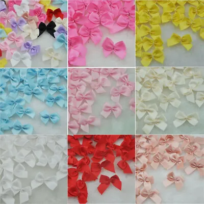 10-100Pcs Mini Satin Ribbon Flowers Bows Gift Craft Wedding Decoration Ornament • $2.89