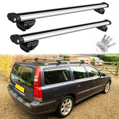 53  Silver Rooftop Rack Rail Crossbars Cargo Luggage Carrier For Volvo V70 XC70 • $139.11