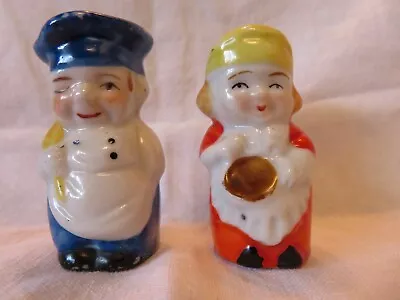 Vintage Japan Jolly Winking Chef & Maid Salt Pepper Shakers • $8