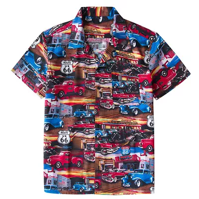 Mens Hawaii Shirts Rockabilly 100% Cotton Top Casual Shirt Retro Design • £19.91