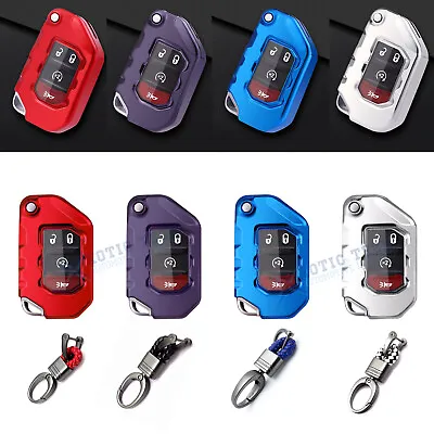 TPU Folding Car Remote Key Case Cover W/Keychain For Jeep Wrangler JT Gladiator • $17.88