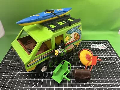 Vintage Fisher Price Adventure People Green Van + Motor Cycle +Blue Kayak 1978 • $39.99