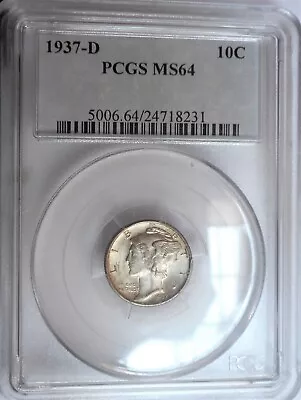 1937-d . Mercury Dime . PCGS MS64 . Choice/Gem BU . Original • $61.50