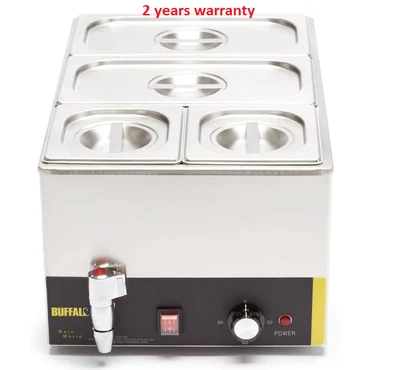 £199.99 • Buy Buffalo 4 Pot Wet Heat Bain Marie With 2x1/3+2x1/6 Pans,lids & Tap Commercial 
