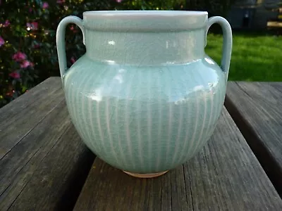 Unusual Two Handled Chinese Style Celadon Crackle Glaze Vase..With Maker's Marks • £16