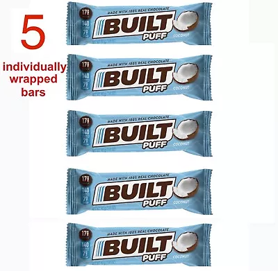 5 BUILT Bar Protein Bars * Gluten Free * Coconut Marshmallow * Low Sugar Carb • $11.98