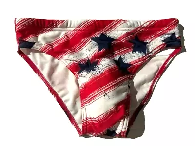 Vtg ARENA Mens Flag Stars & Stripe Swim Brief Sz 30 Speedo Style Bikini Swimsuit • $29