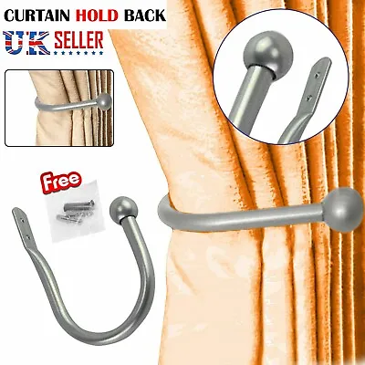 Hold Back Large Stylish Curtain Metal Tie Tassel Arm Hook Loop Holder U Shaped • £4.15