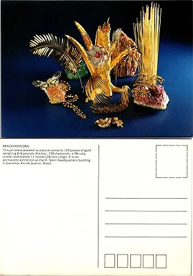 Brazil Rio De Janeiro Brazilian Flora Gold Sculpture H. Stern VTG Postcard • $9.89