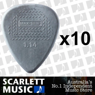 $6.95 • Buy 10 X Jim Dunlop Max Grip Nylon 1.14mm Gauge Grey Guitar Picks *NEW*
