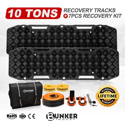 10T Black Recovery Tracks Board + 7PC Recovery Kit Gear Offroad 4WD Accessories • $175.95