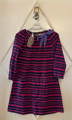 Morgan And Milo Girl's Ruby Dress Navy And Magenta Striped Shoestring Dress NWT • $15