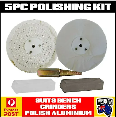 Bench Grinder Polishing Buffing Wheels Kit Aluminium / Alloys - Polish Like Pro • $99.95