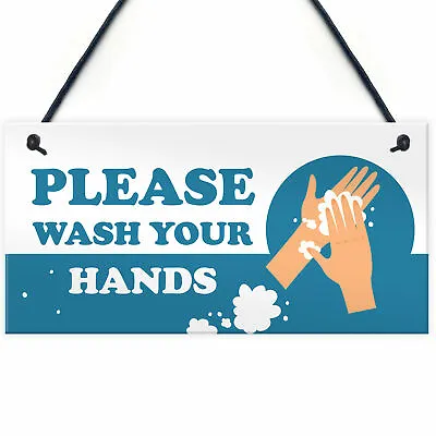 WASH YOUR HANDS Public Safety Health And Safety Warning Plaque Toilet Signs • £3.99