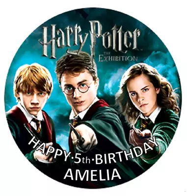 $11.99 • Buy HARRY POTTER Personalised Edible Icing  ROUND Cake Topper Decoration Image