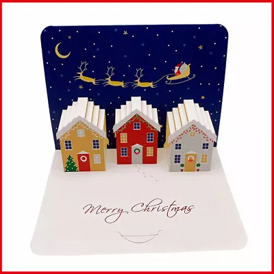 Pop Up Christmas Cards Card 3D Greeting Cards With Envelops Christmas Glitter • $5.69