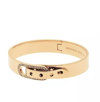 New Michael Kors Gold Glitz Pave Crystal Buckle Oval Bangle Mkj4614710 Bracelet • $78