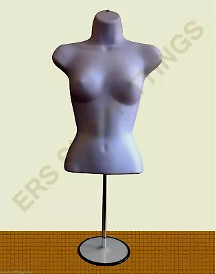 Female Mannequin Display Lingerie Half Body With Round Stand Table Top - SILVER  • £29.99