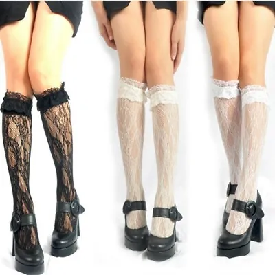 $3.95 • Buy Women Lolita Gothic Socks Girls Sexy Lace Knee-high Ruffle Cosplay Stockings