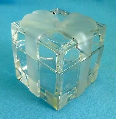 Tiffany & Co Present Crystal Glass Frosted Bow Jewelry Trinket Gift Box Signed • $24.99