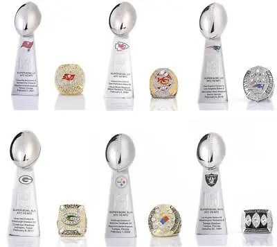 £31.61 • Buy 1966 Packers To 2022 NFL Super Bowl Football Team Ring + Trophy Set