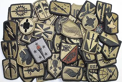 Lot Of 50 Assorted U.S. Army Unit Insignia Military Patches Subdued W/ Hook-Back • $59.89