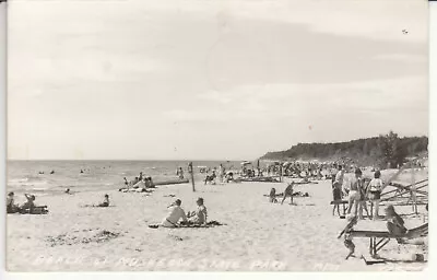 RPPC Muskegon State Park Mi Michigan - Real Photo Postcard - 1947 Crowded Beach • $11.95