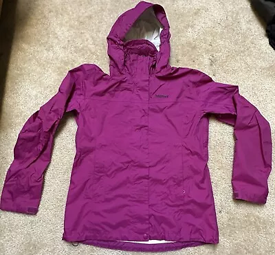 Marmot PreCip Rain Jacket Waterproof Lined Hooded Purple Womens Small Nylon • $29.99