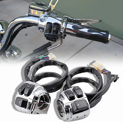 2*Chrome 1  Handlebar Control Switches+ Wiring Harness For Harley Sportster Dyna • $29.39