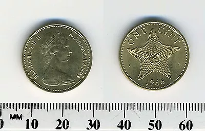 Bahamas 1966 - 1 Cent Nickel-Brass Coin - Queen Elizabeth II - Starfish - #2 • $1