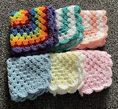 HANDMADE CROCHET GRANNY MINI COMFORTER / SECURITY BABY BLANKETS - Choose Colours • £4