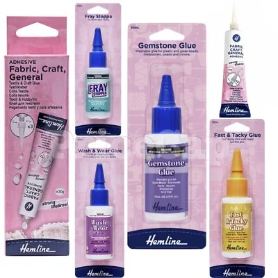 Hemline Craft Fabric Glue Gemstone Craft Fray Stoppa Wash & Wear Fast & Tacky • £7.35