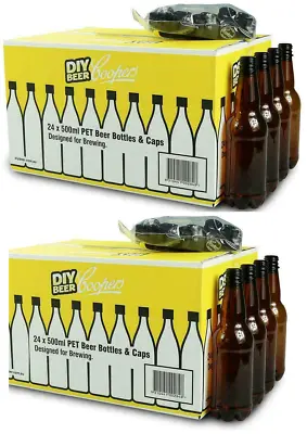 Coopers 48 X 500ml Amber Pet Home Brew Beer Bottles With Screw Caps • £33.99