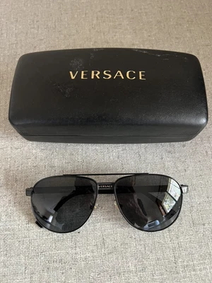 $90 • Buy Genuine VERSACE EVERYWHERE Black Aviator Sunglasses