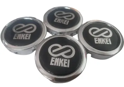 Center Caps Cover Wheels Rim Silver &Black For Enkei Racing Car 56 Mm. Set 4 Pc. • $68.35