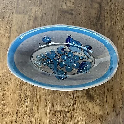 Tonala Mexican Hand Painted Pottery Bowl Folk Art Signed Serving Dish Oval 11” • $24.99