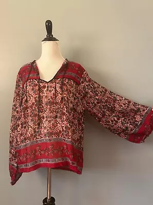 Genuine 70s Deadstock Indian Gauze Blouse 1970s Hippy Tunic Shirt • $78