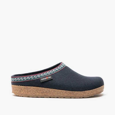 Haflinger FRANZL Ladies Comfortable Wide Fit Felt Wool Upper Mule Slippers Navy • £71.99