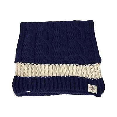 Joules Westby Scarf Unisex Men’s Women’s Navy Blue Wool Blend Long Cable Knit • £12.99