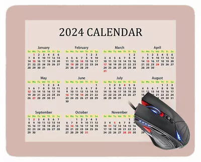 Mouse Pad 2024 Year Calendar With HolidayWhite Mouse Pad With Stitched Edge • $8.99