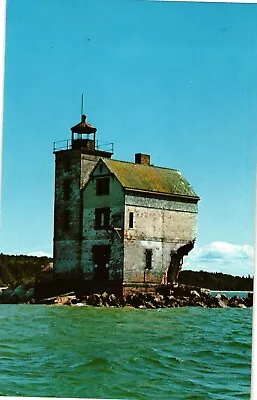 Abandoned Round Island Lighthouse Mackinac Island MI Chrome Postcard Vintage • $4.95