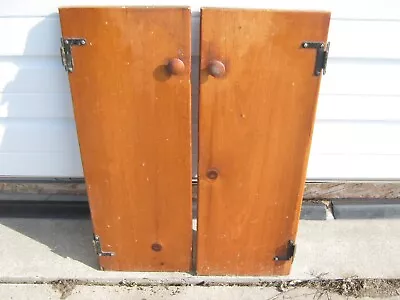 2 Vintage Knotty Pine Wood Cabinet Doors With Hinges - Salvage Doors 30 X11  • $24.99