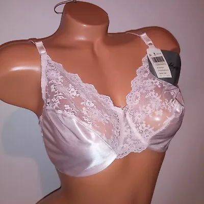 Vintage Lilyette Bra 38D Beige Unlined Satin & Lace Underwire New • £29.18