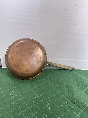 Vintage French 12  Copper Frying Pan | Round | Bronze Handle | Made In Italy  • $46