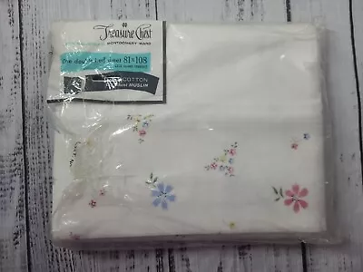 Vintage Montgomery Ward Treasure Chest Sheet Floral One Double Bed 81 X 108 • $14.99